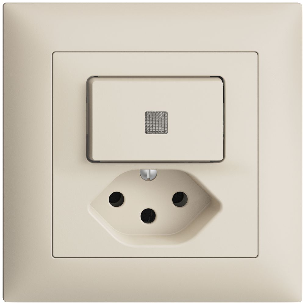 UP-Leuchtkombination 3/1L+T13 crema, LS EDIZIOdue mit Linse, LED gelb