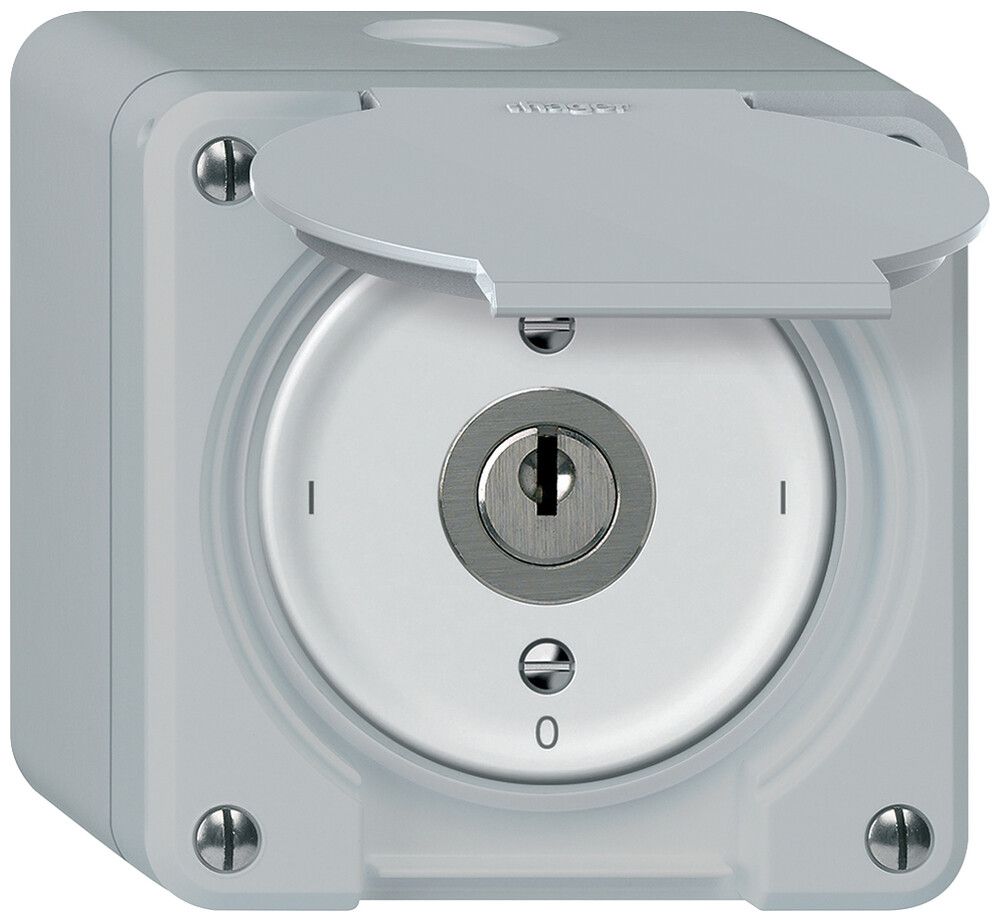 AP-Schlüsselschalter robusto Ausschalter 3×1-polig 16A 250V 86×86mm grau