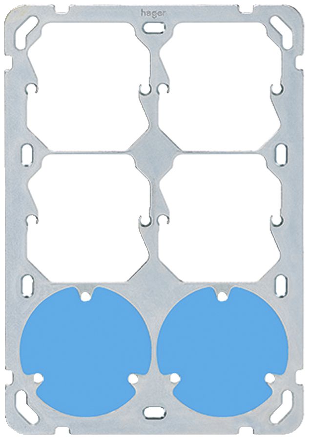 Befestigungsplatte Hager Gr.3×2 4×52 + 2×3P 137×197 mm alu
