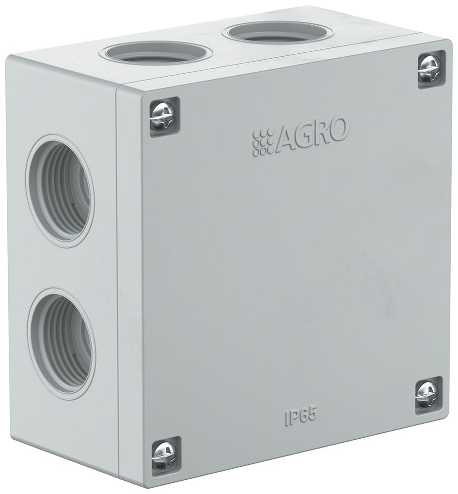 Boîte de dérivation AP IP65, vide, gris, 82×82×45mm, sans bornes