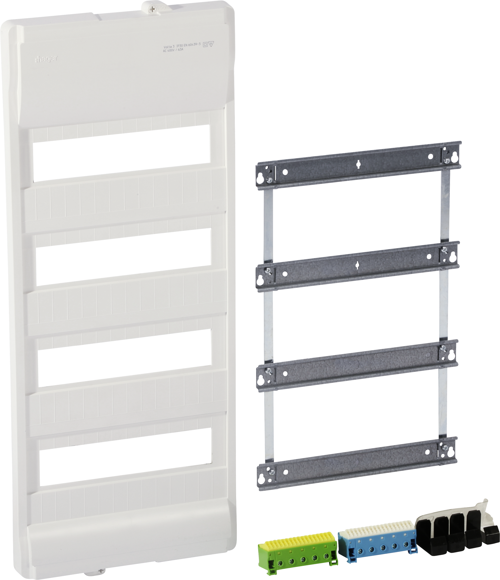 Ausbaupaket Hager volta ohne Rahmen/Tür 4-reihig