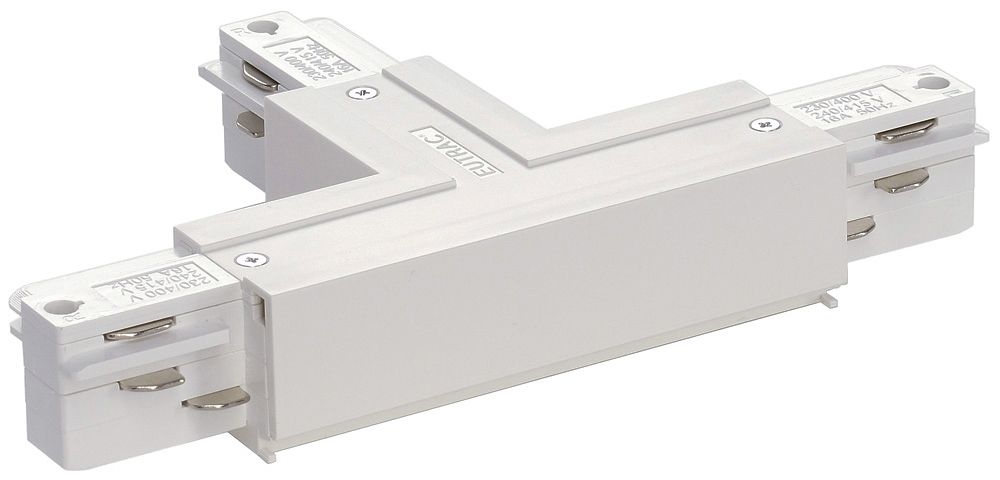 T-Verbinder SLV für AP-Stromschiene EUTRAC 3-phasig, PE rechts, weiss
