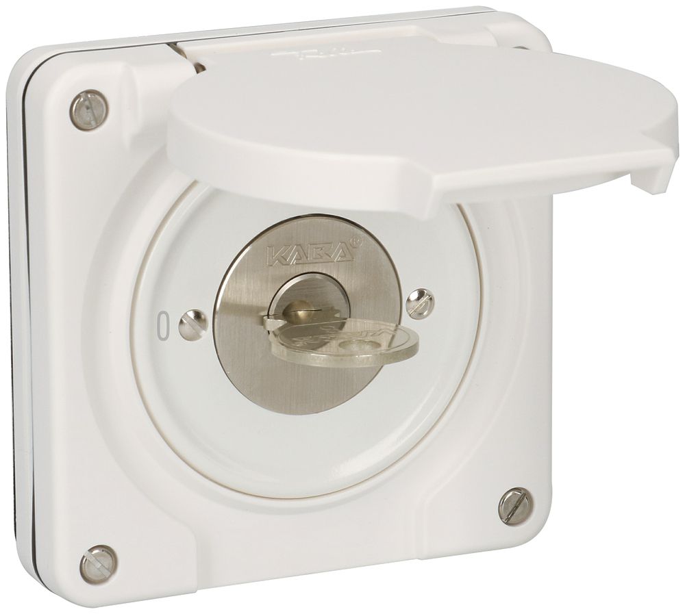 UP-Ausschalter NEVO 1P, IP55, 0-1, Zyl.1007F, Abz.9h, Plan 631984, ws