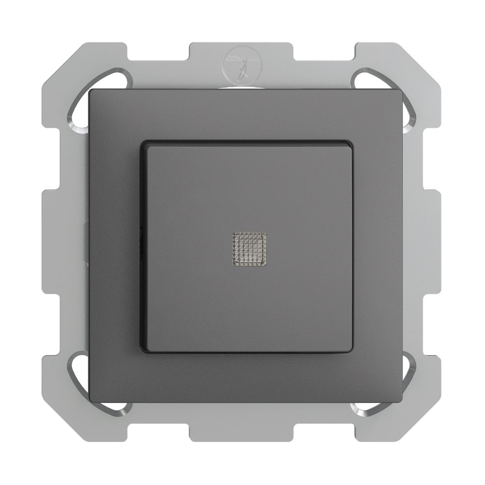 UP-Leuchttaster EDIZIOdue A-R/1P dunkelgrau mit Linse, LED gelb