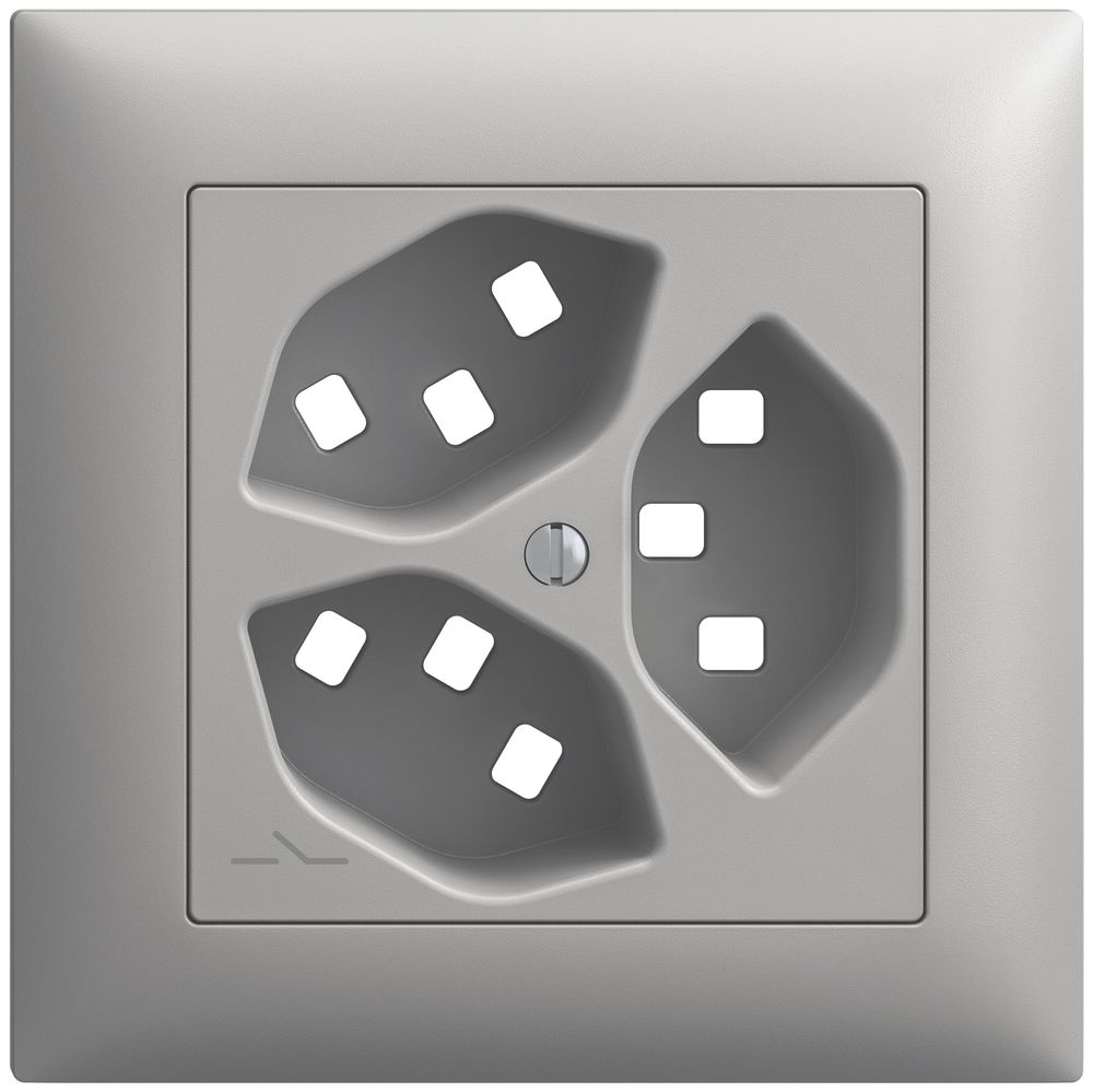 UP-Montageset Feller EDIZIOdue, für Steckdose 3×T23 1×getrennt, hellgrau