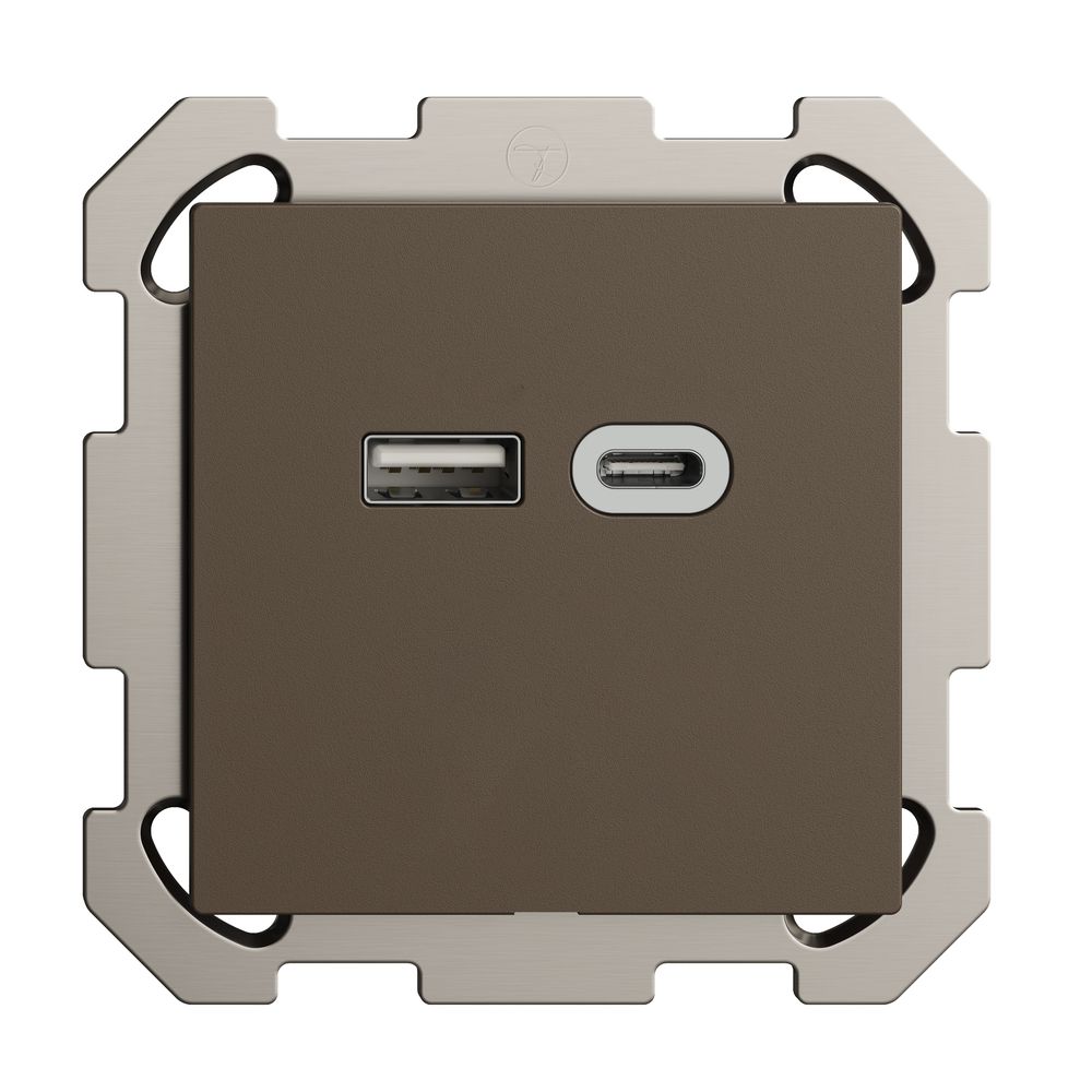 Prise ENC USB 18W type A + type C Feller EDIZIOdue FM 230V 3600mA coffee