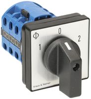 EB-Drehschalter K&N, 20A/690V 3L, Griff sz, 48×48mm, Ø6mm, "1-0-2"