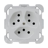 UP-Steckdose kallysto 3×T13 hellgrau mit Kinderschutz mit Befestigungsplatte