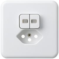 UP-Frontset basico 86×86mm weiss mit 2 Linsen und Kinderschutz S1/T13 für BOMI