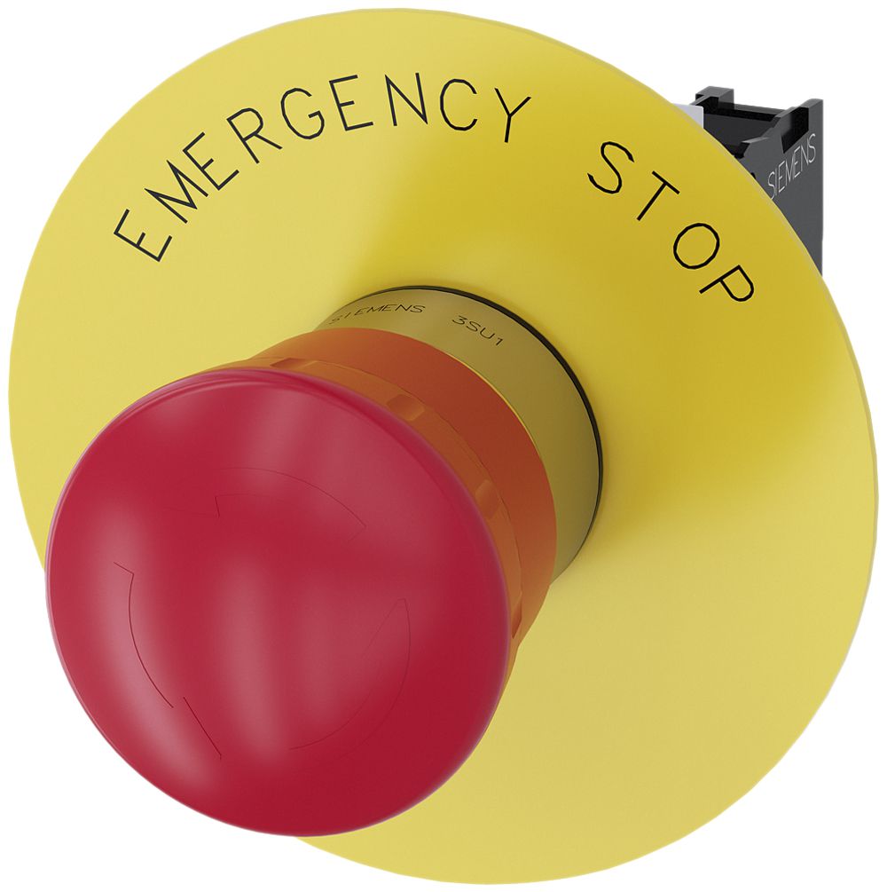 Poussoir Siemens SIRIUS ACT ISO support+plaquette EN 1O dév.tourn. Ø40mm ro m-br