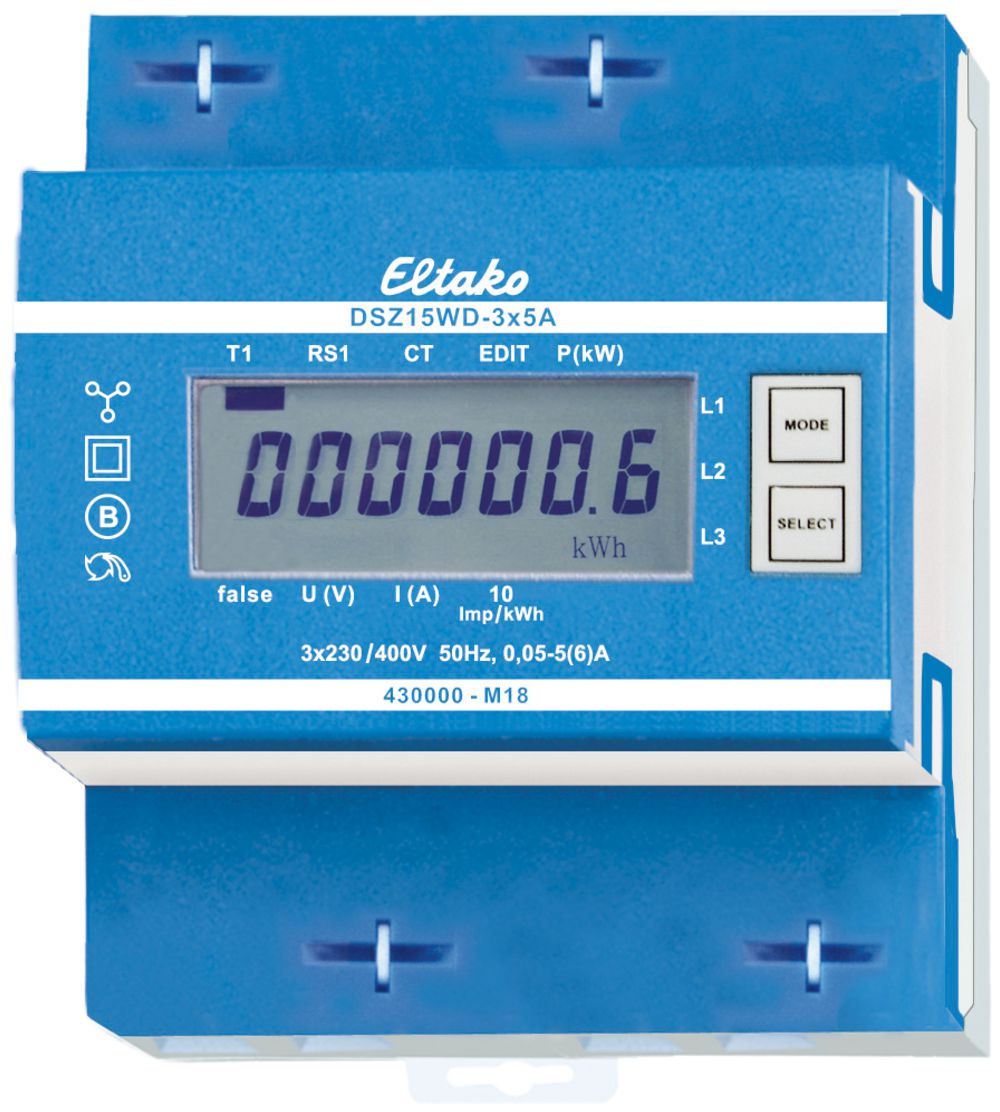 Contatore energia AMD Eltako DSZ15WD MID, convertitore 3×5A calibrato