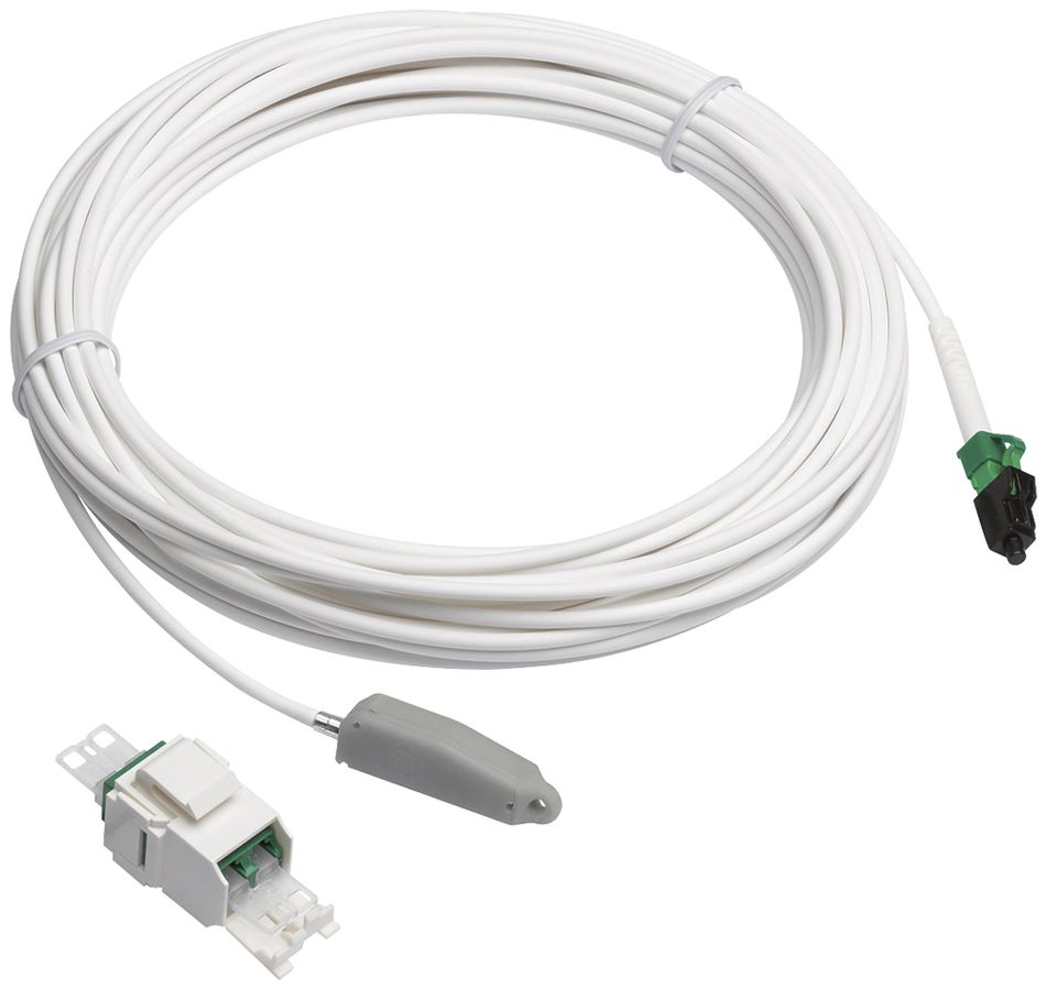 LWL-Set Hager HMS Kupplungsmodul+Patchkabel 12.5m Draht+Keystone-Adapter weiss