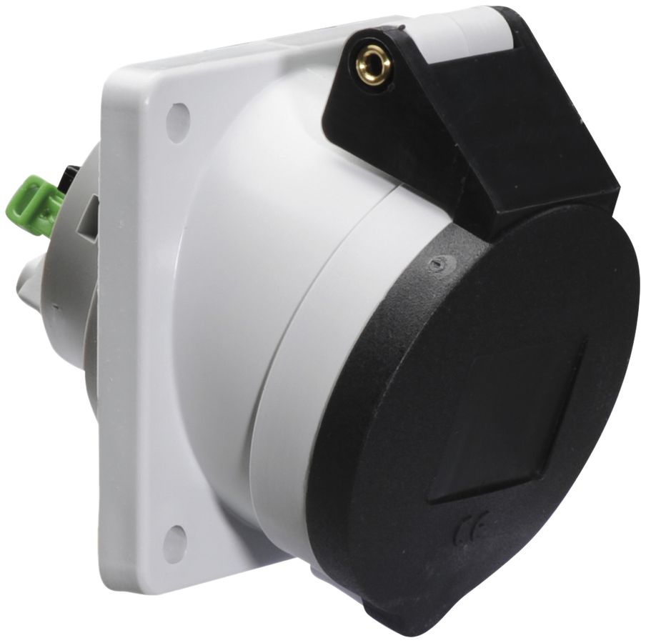 Prise INC CEE Bals 5P 16A 500V 7h noir IP44 nick.QC obliq.