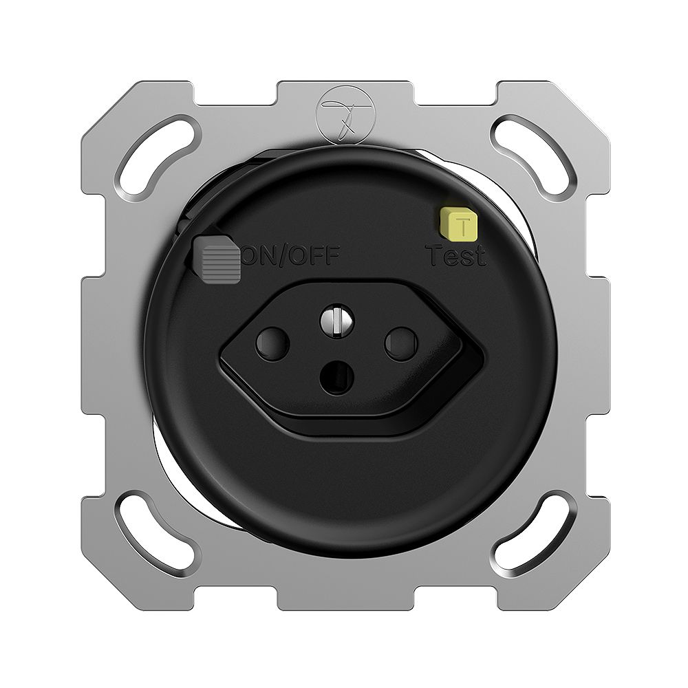 UP-Steckdose STANDARDdue T13 FI 30mA schwarz, mit Shutter