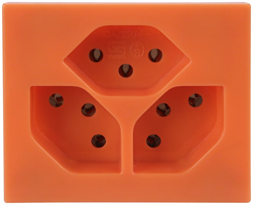 EB-Steckdose Steffen FLF 6/5, 3×T13 10A, halogenfrei, orange
