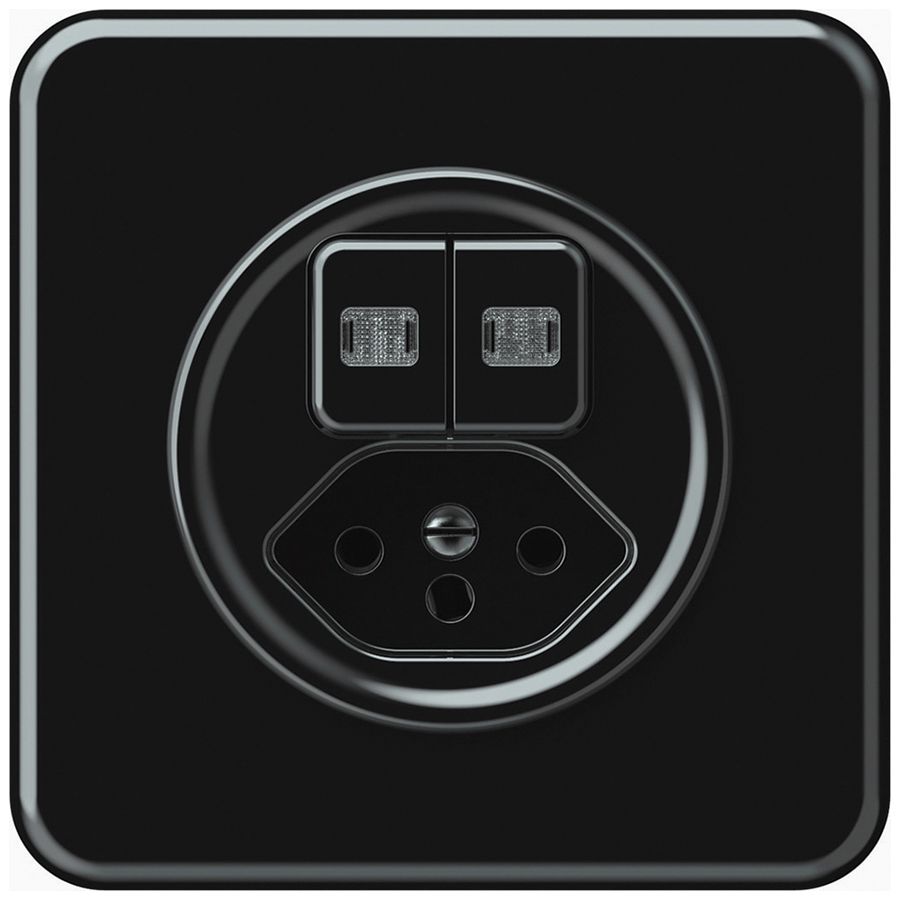 UP-Kombination origin 2×Tasten 2×bel.2CO+T13 1P 0<1 10A 230V 92×92mm schwarz