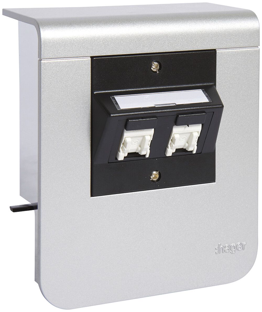 Geräteträger Hager für SL20055 Dekor Aluminium, 2×Kat.5e