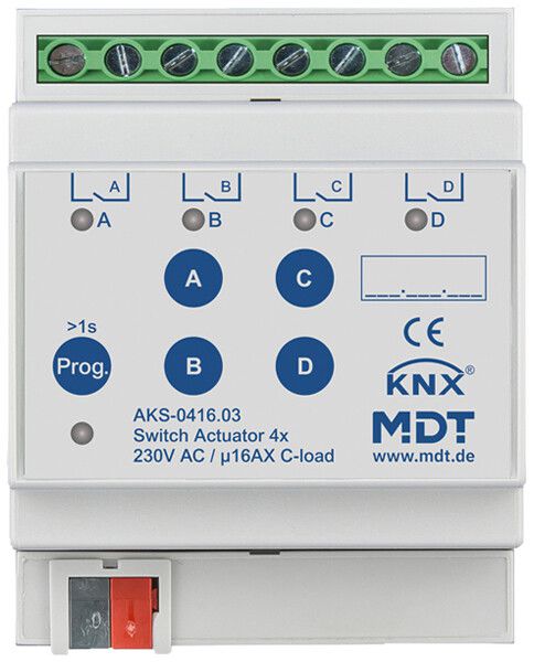 Attuatore-commutatore KNX AMD MDT AKS-0416.03 4-can 16A 230VAC 4UM