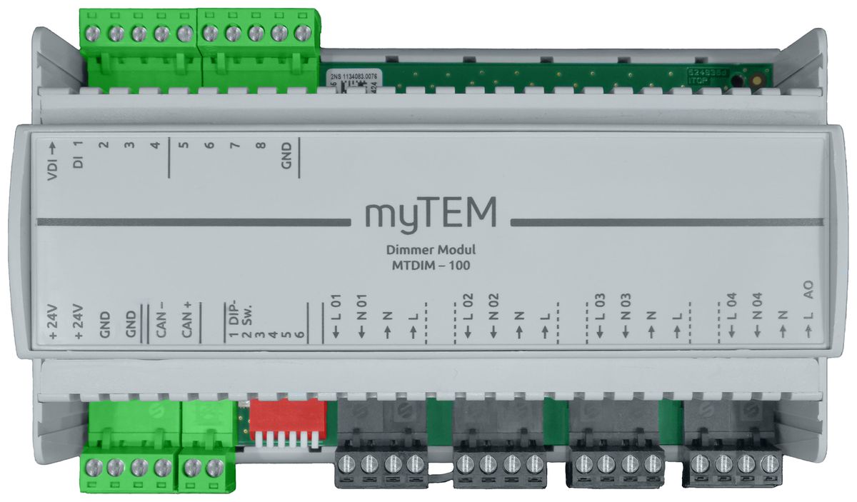 Attuatore varialuce myTEM MTDIM-100 24VDC 4 canali 250W/230V 8×DI CAN