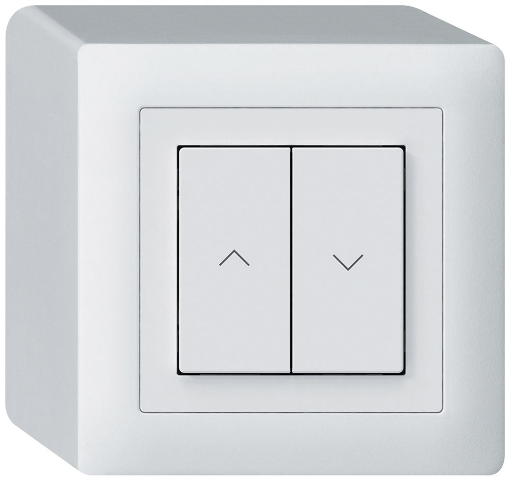 AP-KNX-Storentaster Hager BA kallysto Q 2-fach 88×88mm weiss