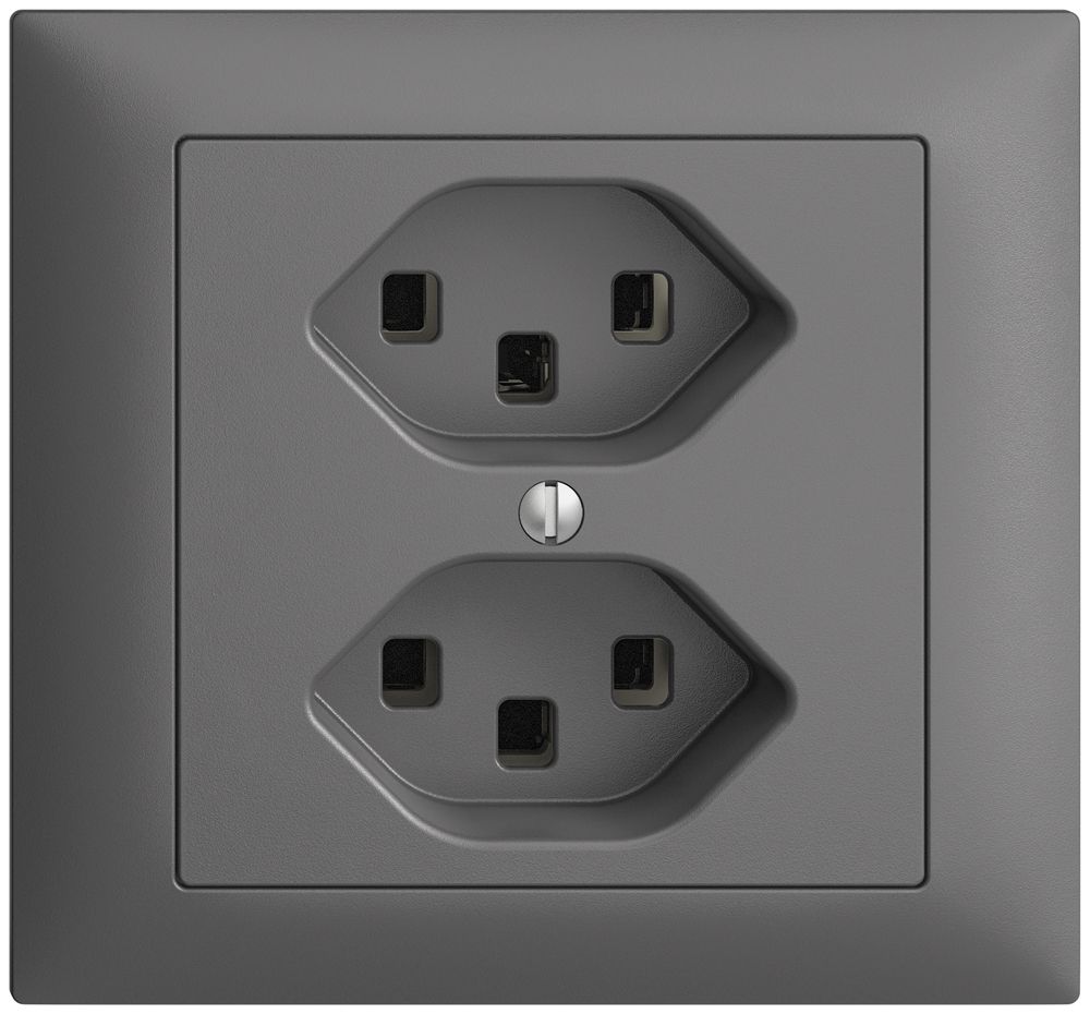 EB-Steckdose 2×T23 16A EDIZIOdue dunkelgrau, mit Steckklemmen