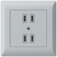 UP-USB-Ladesteckdose Hager kallysto.line 2×C-C 2×20W oder 4×10W 5V 92×92mm grau