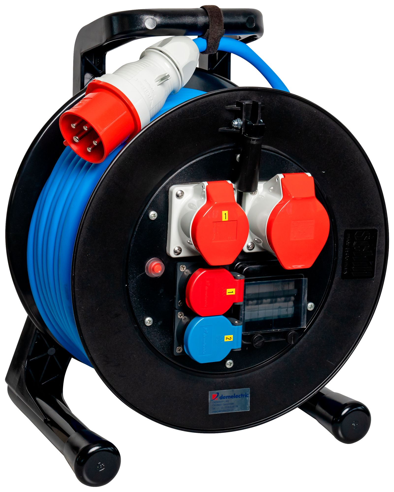 Kabelrolle DEM GT 380 mit LS 1×T23+1×T25 5×2.5mm² 25m Stecker CEE16 IP55