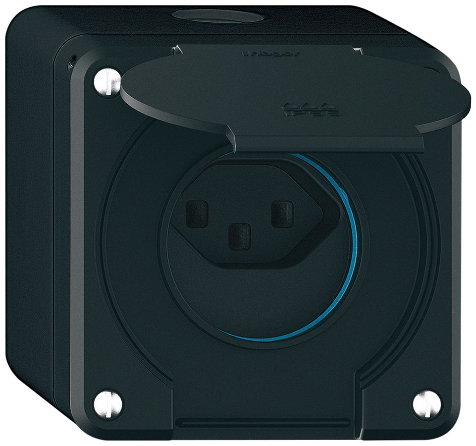 Prise AP robusto 1×type 23 IP55 noir