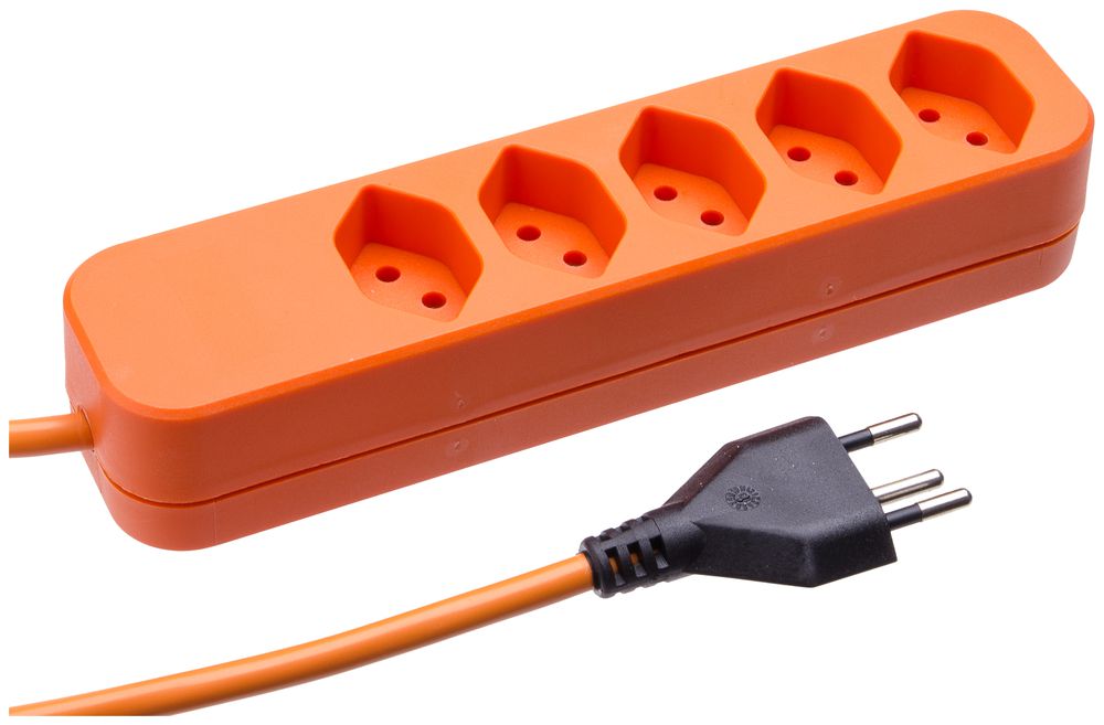 Prise multiple Swiss-Line 2.5m 5×T13 orange