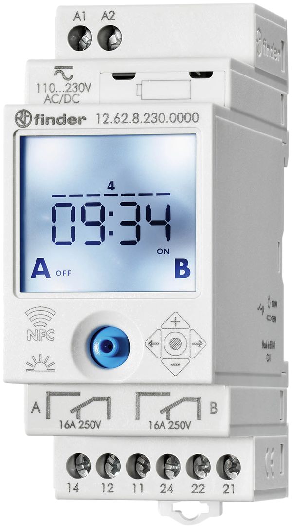 REG-Wochenschaltuhr Finder 12.62, 2W 16A 230VAC NFC 2TE