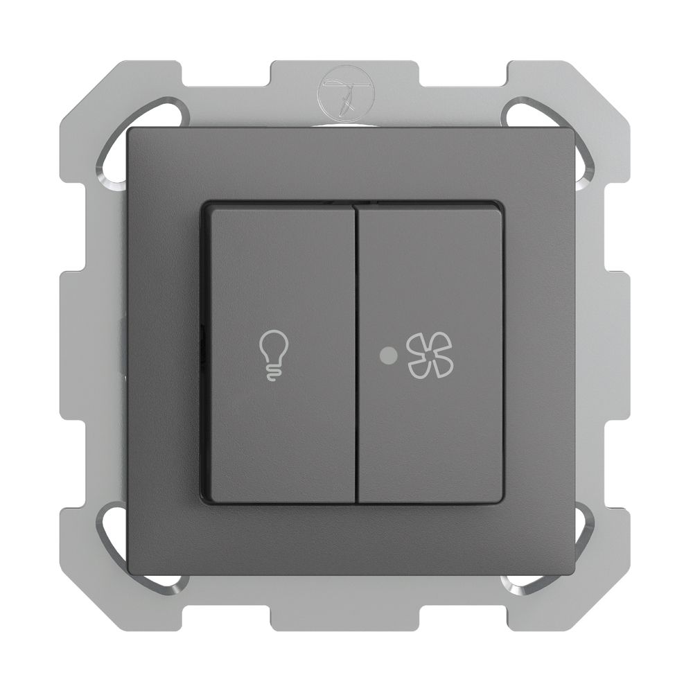 Interruttore INC per luce e ventilaz. EDIZIOdue grigio scuro, LED giallo