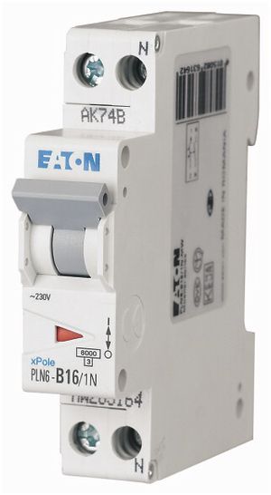 Disjoncteur Eaton B/16A 1P+N 6kA 1UM