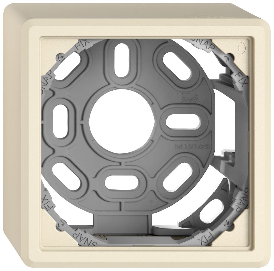 AP-Kappe EDIZIO.liv SNAPFIX® mit Befestigungsbügel für 1 Apparat crema