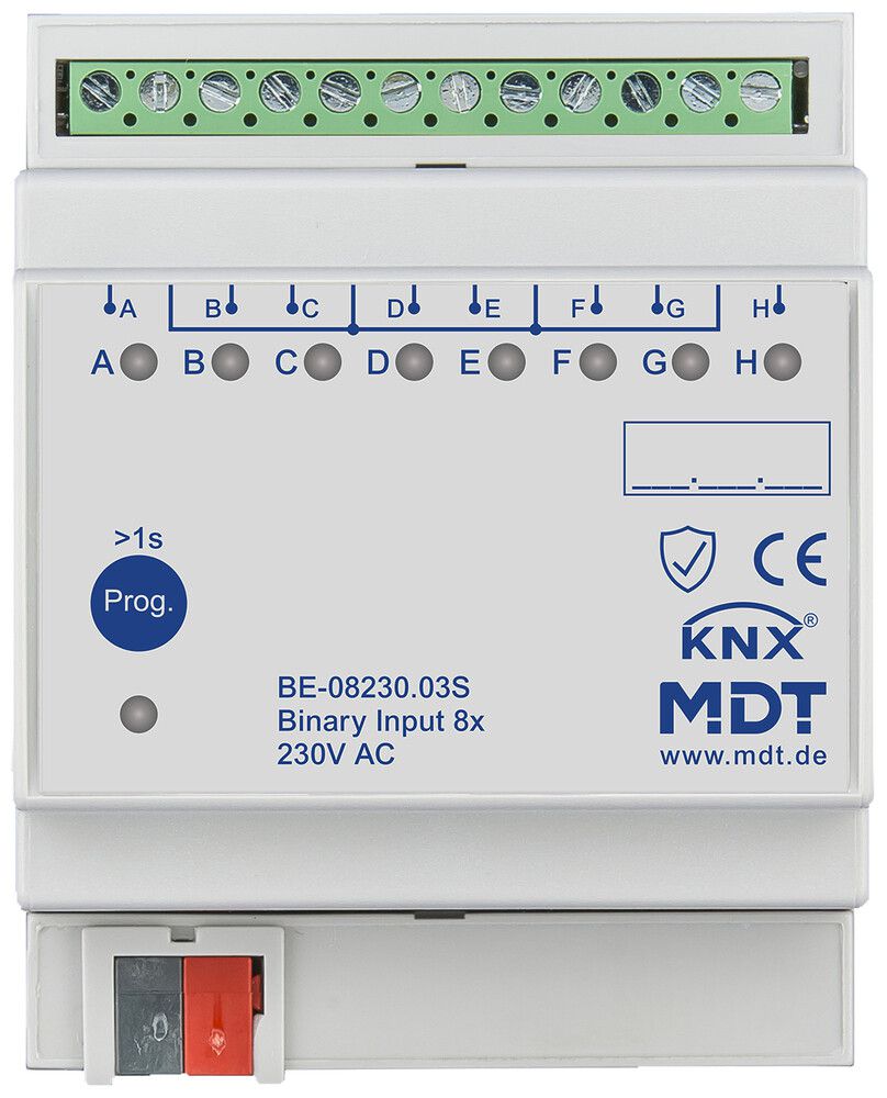 Ingresso binario KNX AMD MDT BE-08230.03S 8×ingr IN:230VAC 4UM
