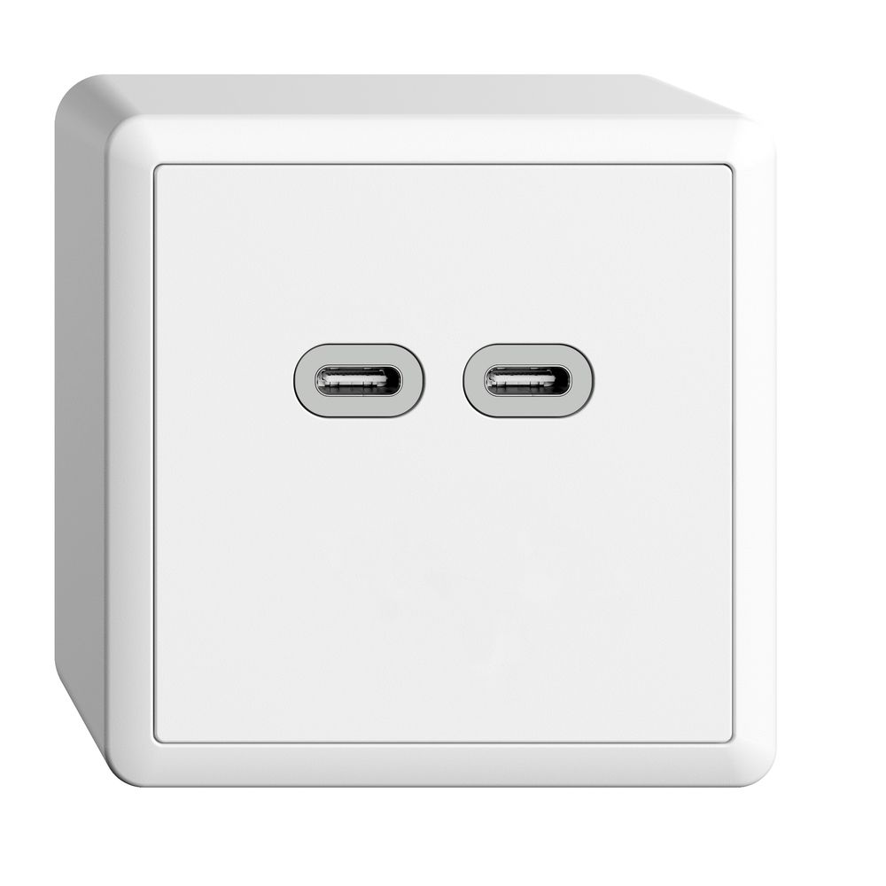 Prise AP USB 18W 2×type C Feller EDIZIOdue FX54 230V 3600mA blanc