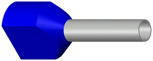 Zwillings-Aderendhülse isoliert 2×2.5mm² L=12mm Typ DIN blau