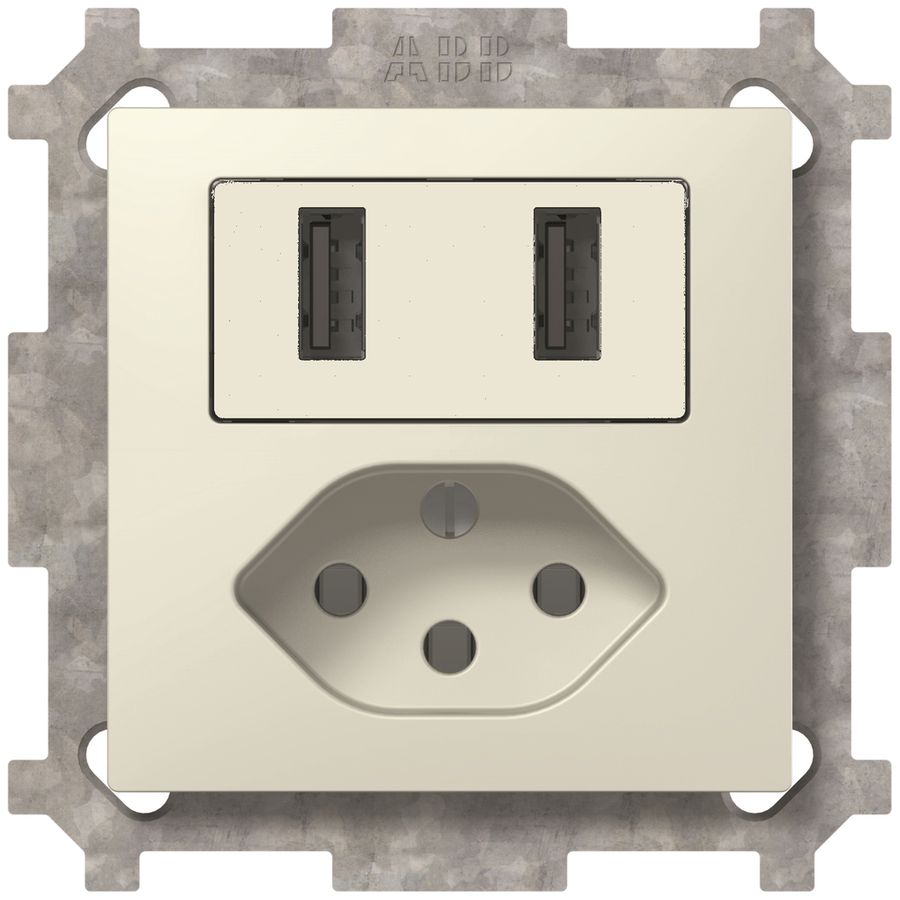 UP-USB Ladesteckdose mit T13 SIDUS Z 240V max.2400mA weiss