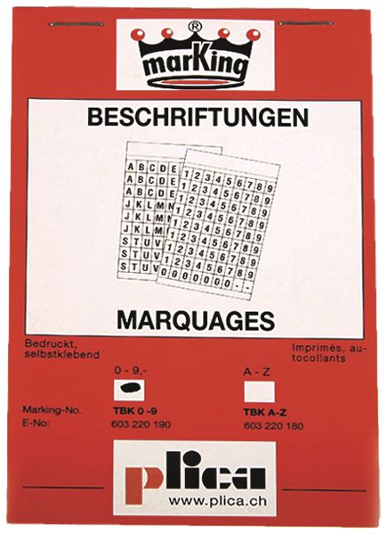 Marquage Plica TBK 0…9 carnet à 810 pcs