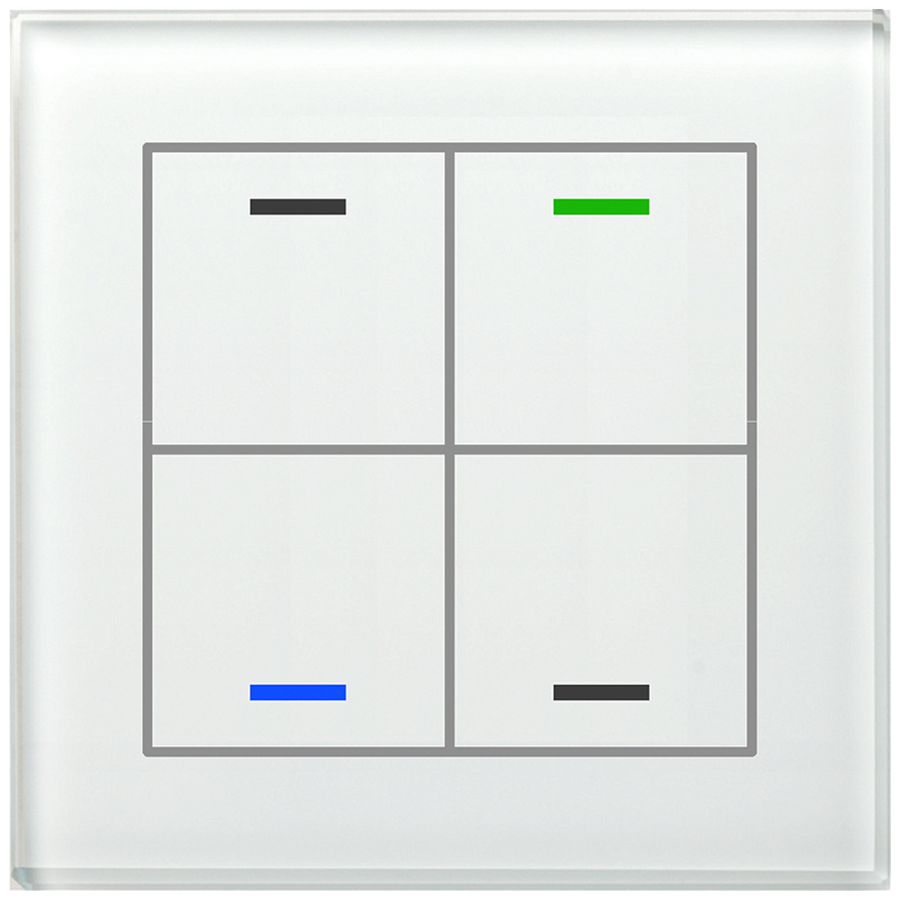 Poussoir KNX RGBW ENC MDT BE-GTL40W.01 4t/4a verre blanc "neutre"