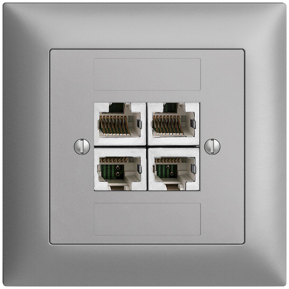 UP-Dose 4×RJ45/s 4P getr. EDIZIOdue silver ITplus