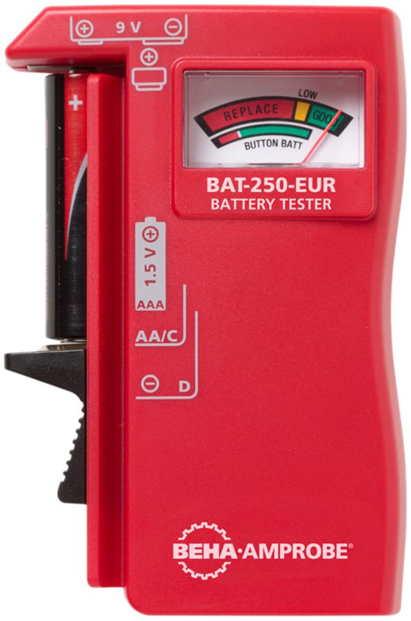 Batterietester BAT-250-EUR für 9V, AAA, AA, C, D.1.5V Uhrenzel.