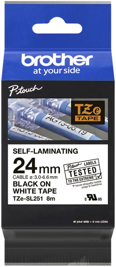 Schriftbandkassette Brother TZe-SL251 24mm×8m, weiss/schwarz