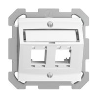 UP-Montageset EDIZIOdue, mit Schrägauslasshaube, für 2×RJ45, weiss