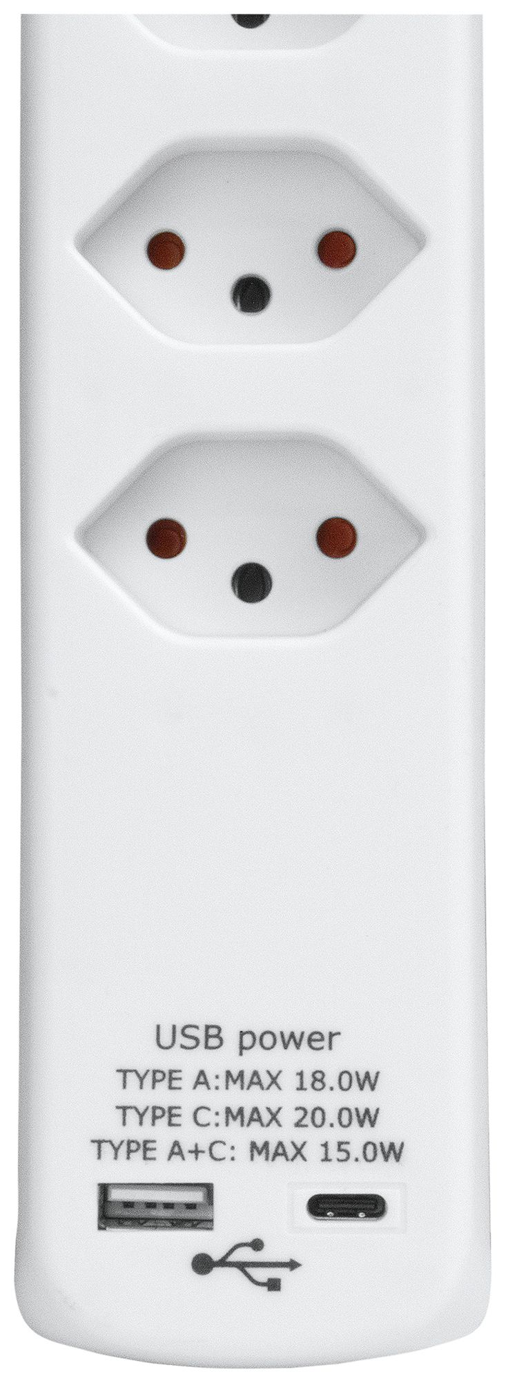 Prise multiple POWER EASY 6×T13 1×USB-A 1×USB-C avec interrupteur 1.5m blanc