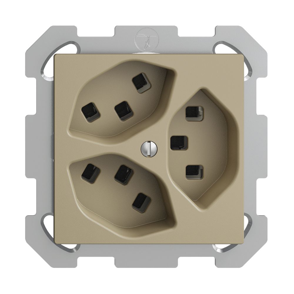 UP-Steckdose 3×T23 16A EDIZIOdue sand, mit Steckklemmen
