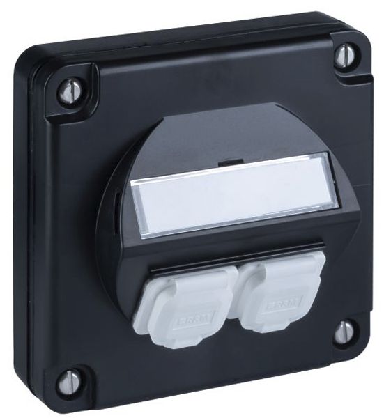 UP-Anschlussdose R&M SplashLine, für 2×Kat.6A, IP54, schwarz