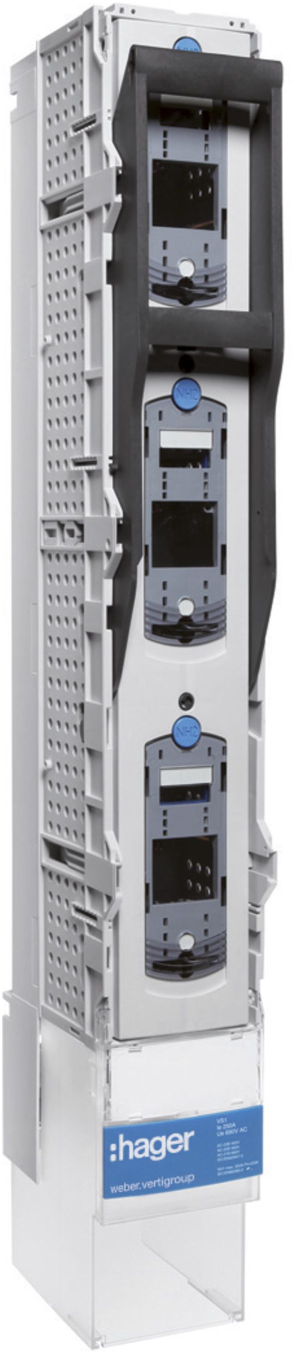 NHS-Lastschaltleiste weber.vertigroup 3P DIN2 400A SaS 185mm Schraubanschl.M12