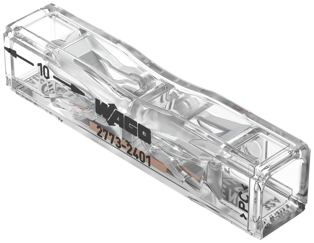 Connettore passante WAGO 2773 senza leva 2×4mm² trasparente