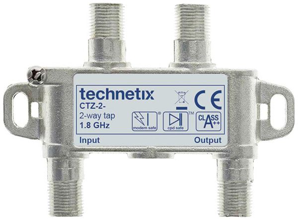 Dérivateur Technetix CTZ-2-12 connecteur F 2×dérivation 12dB 1×sortie 12…1825MHz