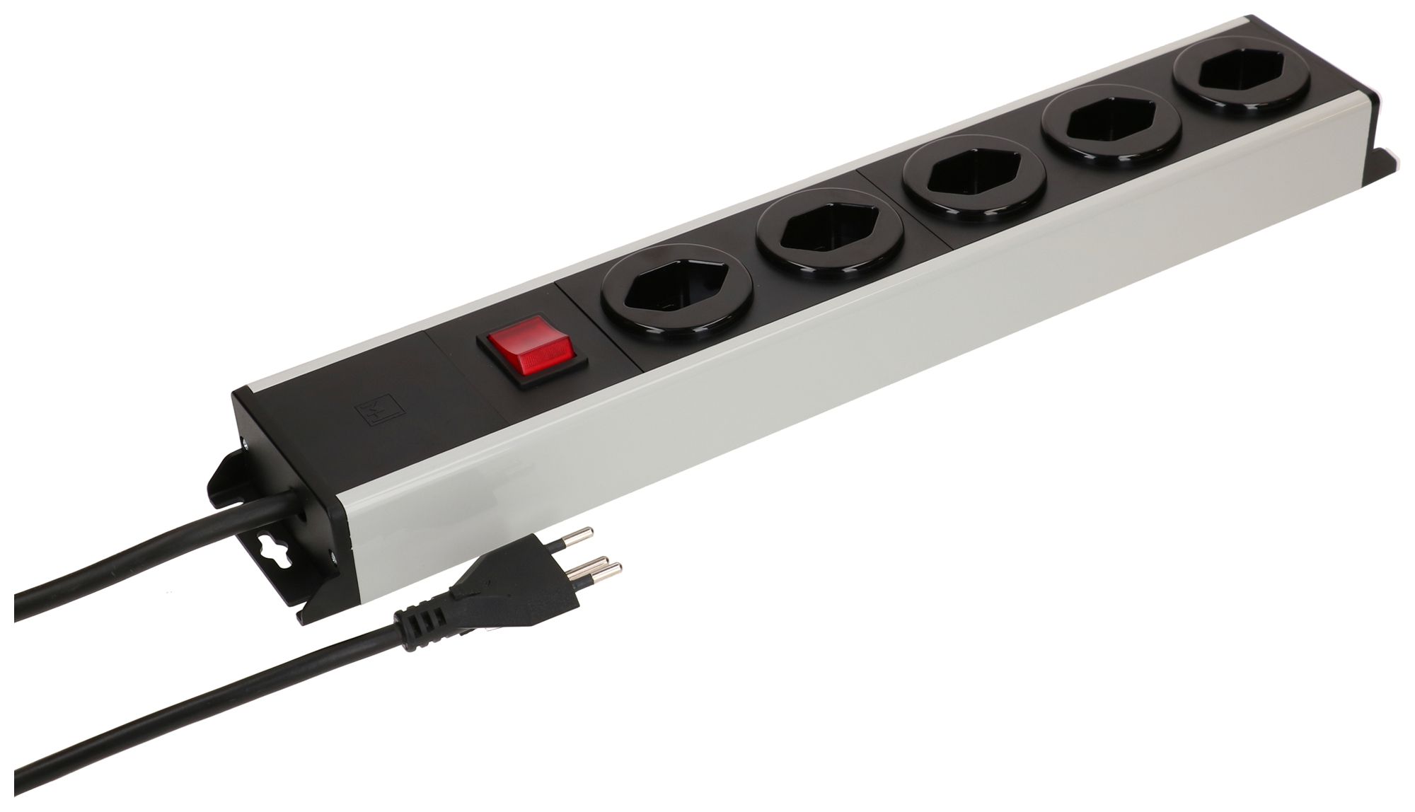 Prise multiple MH POWER LINE 10A interrupteur 5×T13 5m gris-noir